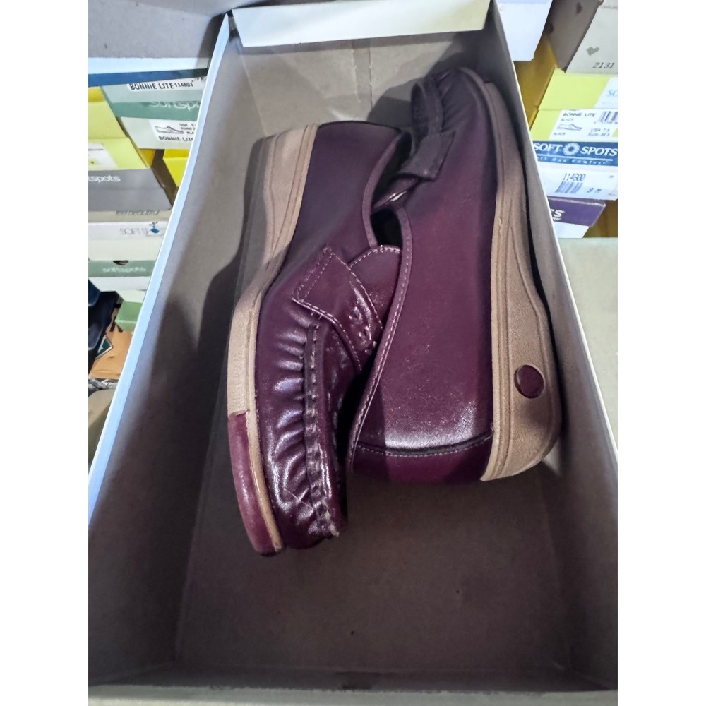 Soft Spots Venus Wine Leather Loafers Womens 7 M Comfort Slip On Shoes 2189